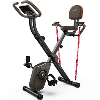 HARISON Foldable Magnetic Exercise X-Bike, 5 in 1 Bluetooth Stationary Bike for Home (HRK-X3L Brown)