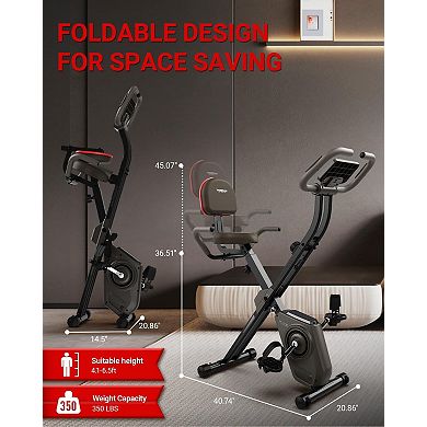 HARISON Foldable Exercise Bike with Bluetooth, Stationary Bike for Home (HRK-X3L Brown)
