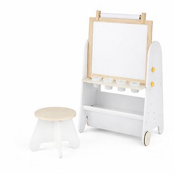 4-in-1 Kids Art Easel With Whiteboard, Blackboard and Study Desk