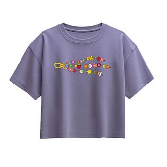 Girls 7-16 Charm Bracelet Keychain Boxy Tee