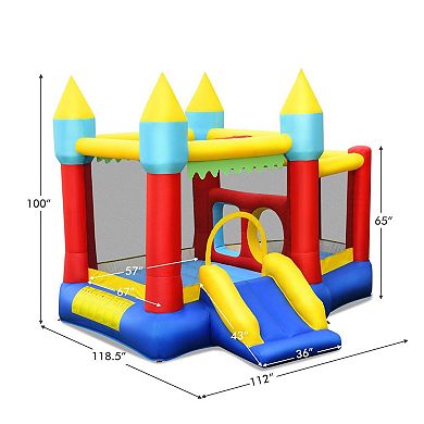 Inflatable Bounce Slide and Jumping Castle for Kids Without Blower