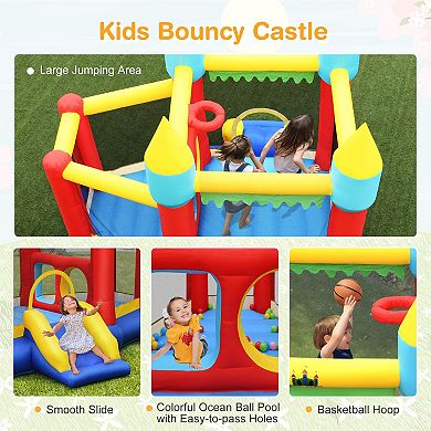 Inflatable Bounce Slide and Jumping Castle for Kids Without Blower