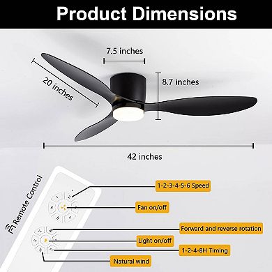 42-Inch Smart Flush Mount Ceiling Fan