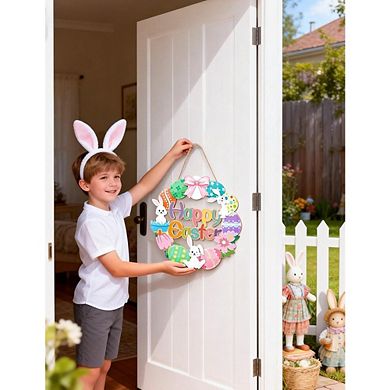 Wooden Easter Door Sign Bunny & Egg Spring Door Hanger