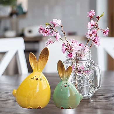 2PC Ceramic Rabbit Figurine Modern Art Home Decor