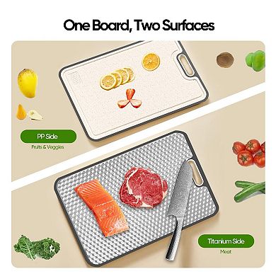 2PC Double-Sided Titanium Wheat Straw Chopping Board with Juice Groove