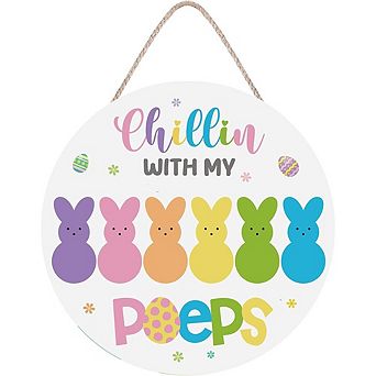 Easter Bunny Wooden Wreath Door Sign Hanging Decor Durable Reusable