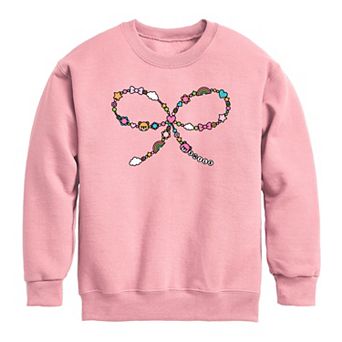 Girls 7-16 Friendship Beads Bow Crew Fleece Sweatshirt