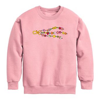 Girls 7-16 Charm Bracelet Keychain Crew Fleece Sweatshirt