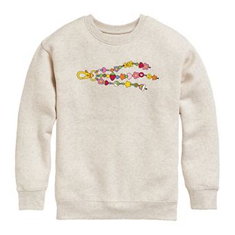 Girls 7-16 Charm Bracelet Keychain Crew Fleece Sweatshirt