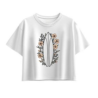 Girls 7-16 Floral Surfboard Boxy Tee