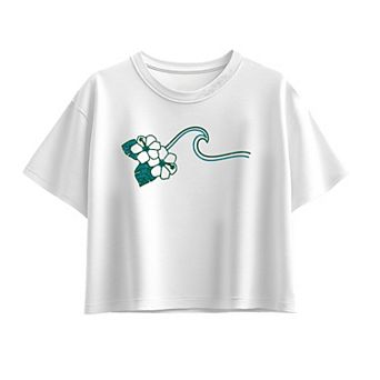 Girls 7-16 Hibiscus & Ocean Wave Boxy Tee