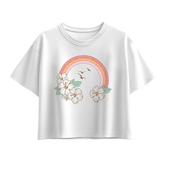 Girls 7-16 Hibiscus Rainbow Boxy Tee