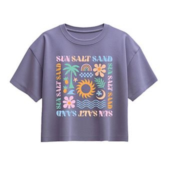 Girls 7-16 Sun Salt Sand Icons Boxy Tee