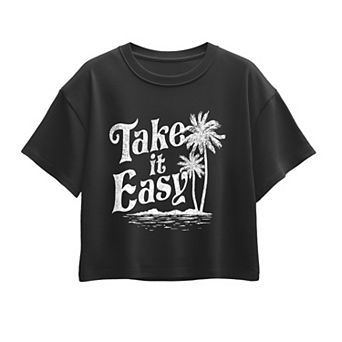 Girls 7-16 Take It Easy Palm Trees Boxy Tee