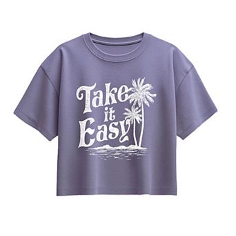 Girls 7-16 Take It Easy Palm Trees Boxy Tee