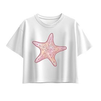 Girls 7-16 Watercolor Starfish Boxy Tee