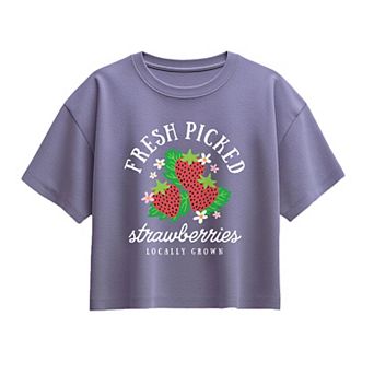 Girls 7-16 Fresh Picked Strawberries Boxy Tee