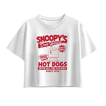 Girls 7-16 Peanuts Snoopy's Dog House Hot Dogs Boxy Tee