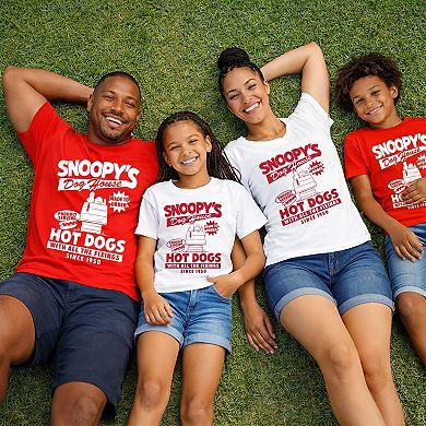Girls 7-16 Peanuts Snoopy's Dog House Hot Dogs Boxy Tee