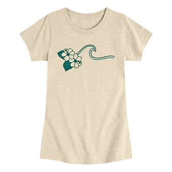 Girls 7-16 Hibiscus & Ocean Wave Graphic Tee