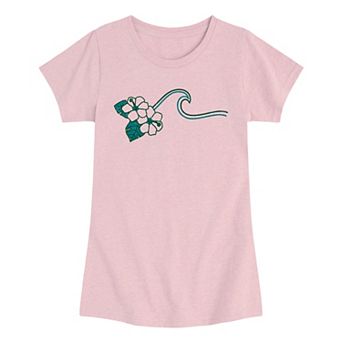 Girls 7-16 Hibiscus & Ocean Wave Graphic Tee