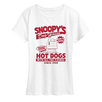 Women's Peanuts Snoopy's Dog House Hot Dogs Graphic Tee