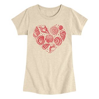 Girls 7-16 Seashells Heart Graphic Tee