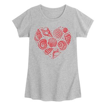 Girls 7-16 Seashells Heart Graphic Tee