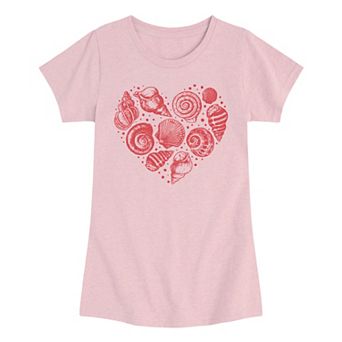 Girls 7-16 Seashells Heart Graphic Tee