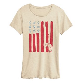 Women's Peanuts Snoopy & Woodstock American Flag Short Graphic Tee