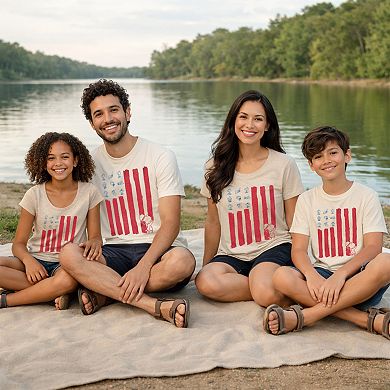 Women's Peanuts Snoopy & Woodstock American Flag Short Graphic Tee