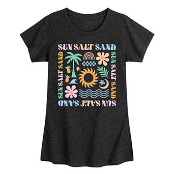 Girls 7-16 Sun Salt Sand Icons Graphic Tee