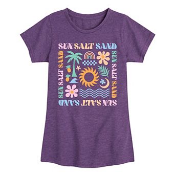Girls 7-16 Sun Salt Sand Icons Graphic Tee