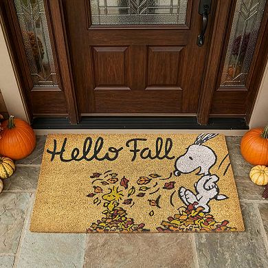Peanuts Snoopy and Woodstock Hello Fall Coir Doormat