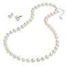 Silver Tone Simulated Pearl Necklace and Drop Earring Set