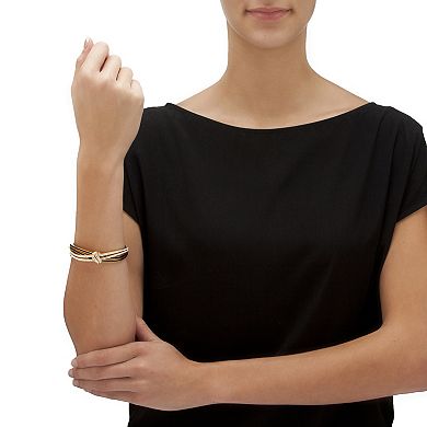 Black & White Crystal Bangle Bracelet Gold-Plated 8 inch