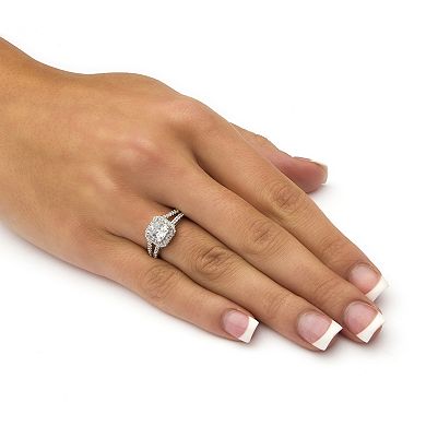 1.63 TCW Princess-Cut CZ Engagement Ring in Platinum-plated Sterling Silver