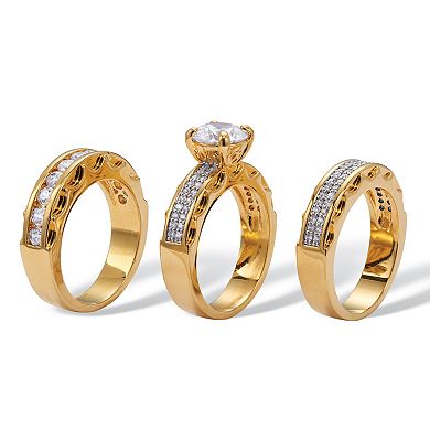 3 Piece 3.38 TCW Marquise Cubic Zirconia 14k Yellow Gold-Plated Bridal Ring Set