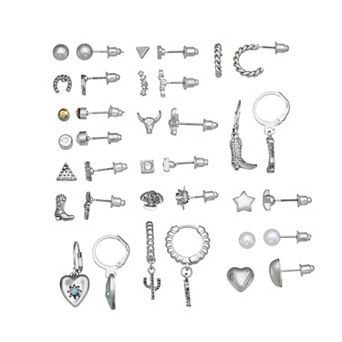 SO® 18-Pair Silver Tone Boho Earring Set
