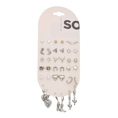 SO® 18-Pair Silver Tone Boho Earrings Set