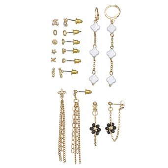 SO® 9-Pair Gold Tone Dainty Earring Set
