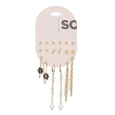 SO® 9-Pair Gold Tone Dainty Earring Set