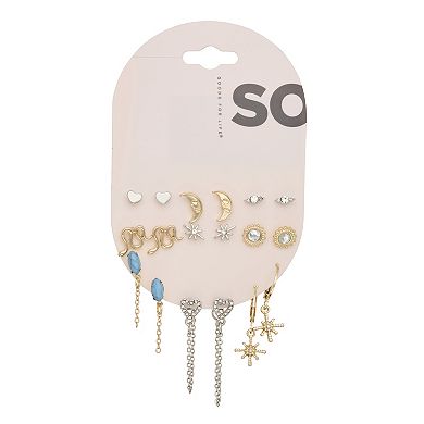 SO® 9-Pair Simulated Stone Earring Set