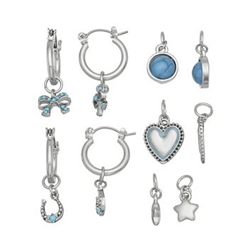 SO® 2-Pair Silver Tone Interchangeable Charm Earring Set