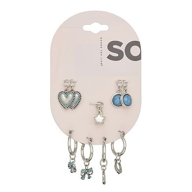 SO® 2-Pair Silver Tone Interchangeable Charm Earring Set