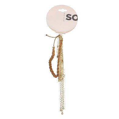 SO® 5-Piece Gold Tone Mixed Chain Bracelet Set