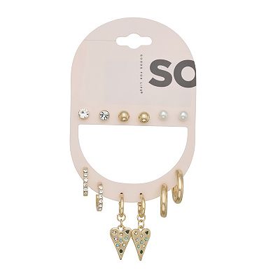 SO® 6-Pair Gold Tone Hoop & Stud Earring Set