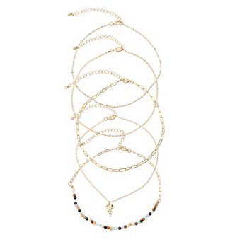 SO® 5 pc Gold Tone Heart Charm Choker Necklace Set