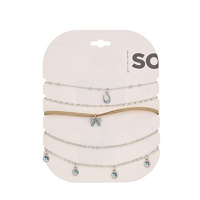SO® 5-Piece Silver Tone Boho Charms Choker Set